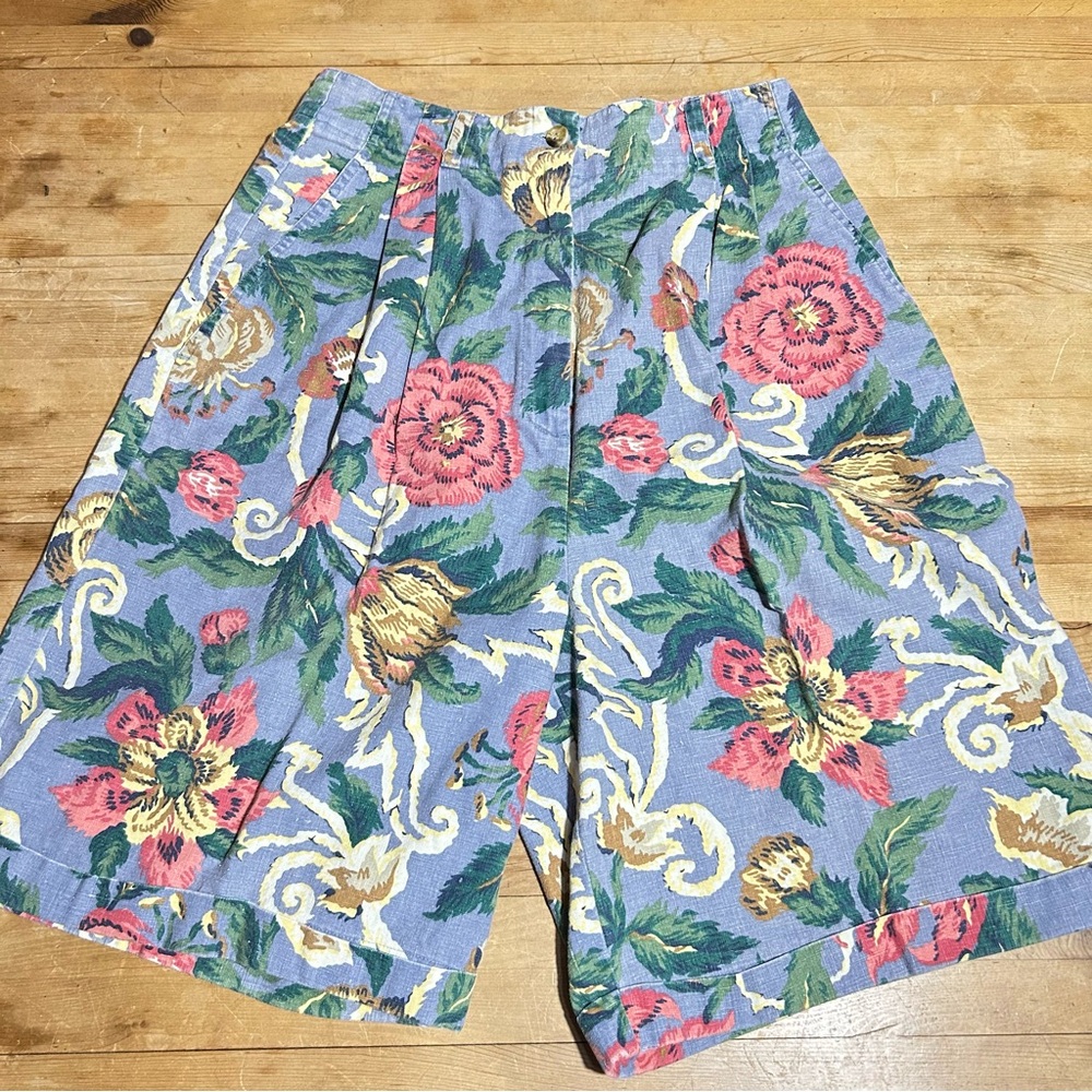 Roo Crossing Shorts Womens 10 Multicolor Floral Cottagecore 80s Vintage